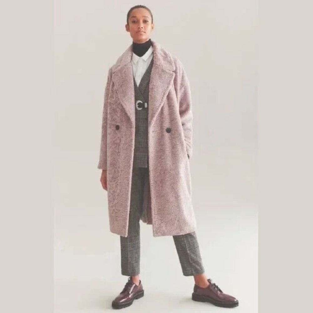 AVEC LES‎ FILLES Tan Boucle Faux Fur Cocoon Coat Size M